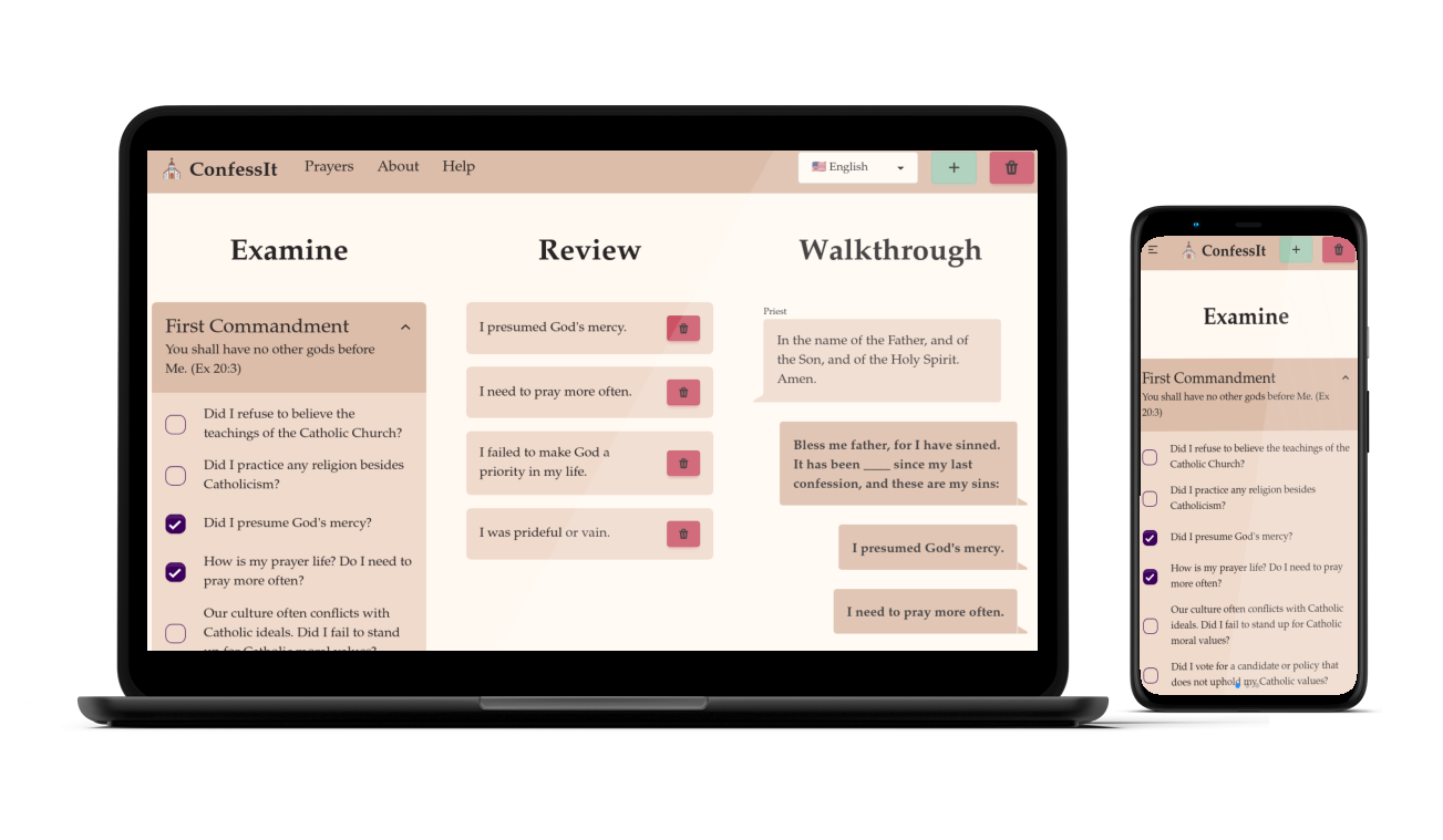Screenshot of the ConfessIt app